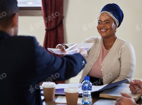 Preview: Lawyer, teamwork or people with documents in meeting for court case planning, strategy report or co