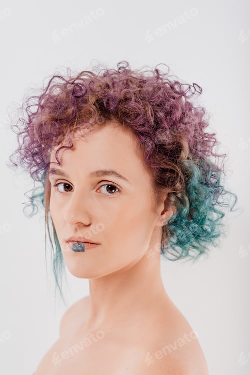 Preview: women with curly colored hair. Beautiful hair coloring women