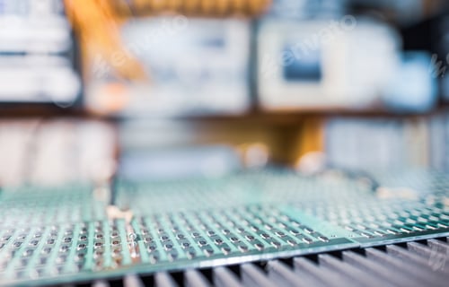Preview: Microcircuits and components lie on metal plates