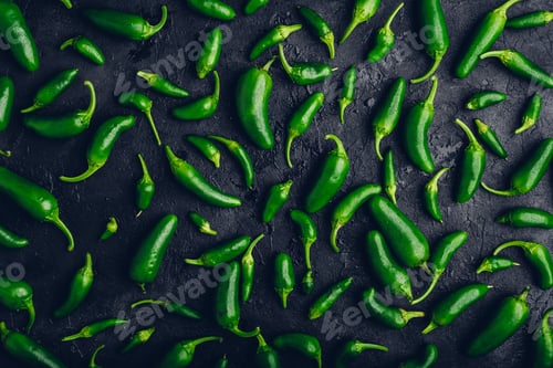 Preview: Composition of Jalapeno Peppers on Black Background