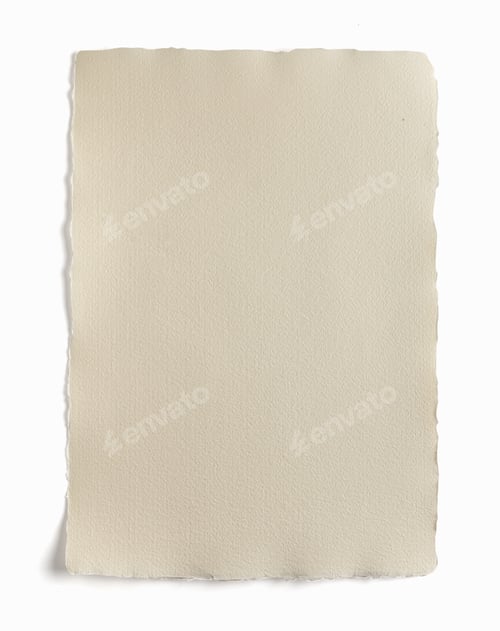 Preview: Empty beige piece of paper with torn edges on white background