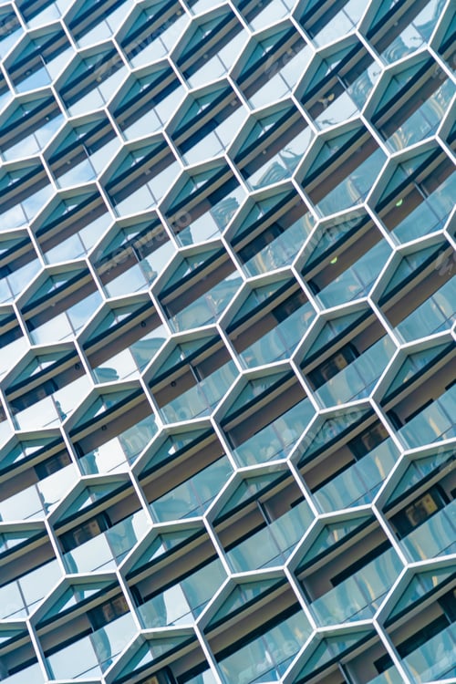 Preview: Office buildings windows. Glass architecture facade design with reflection