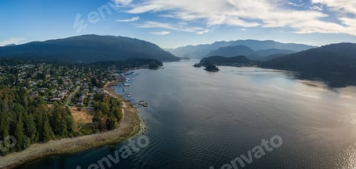Preview: Aerial Panoramic view of a Ocean Inlet in the Modern City