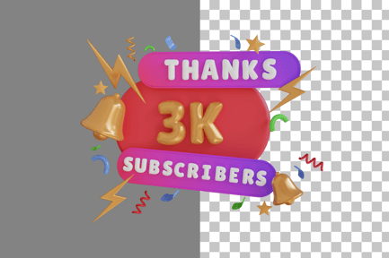 Preview: Thanks 3K Subscribers 3D Icon