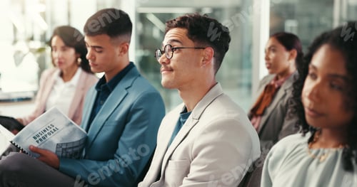 Preview: Proposal, event and group of business people at seminar with corporate training, ideas and planning