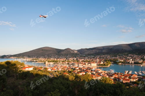 Preview: Flying in on an Easyjet flight to Trogir, arriving at sunrise, Dalmatian Coast, Croatia, Europe