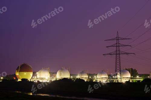 Preview: Liquid Gas Tanks At Night