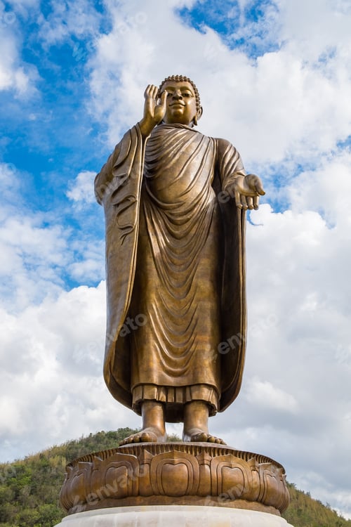 Preview: Giant golden buddha standing scenic in buddhist place