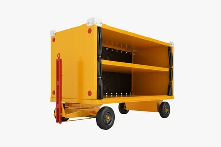 Preview: Airport Baggage Cart with Shelves and Black Curtains