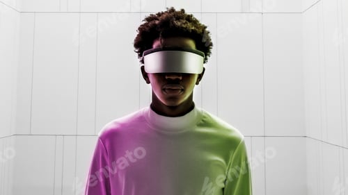 Preview: Man wearing smart glasses futuristic technology