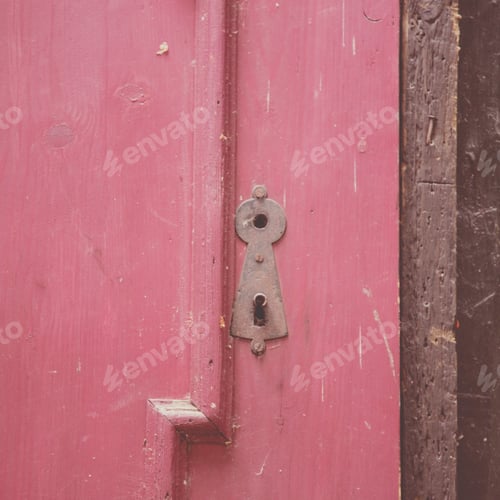 Preview: Old germany lock on red door,
