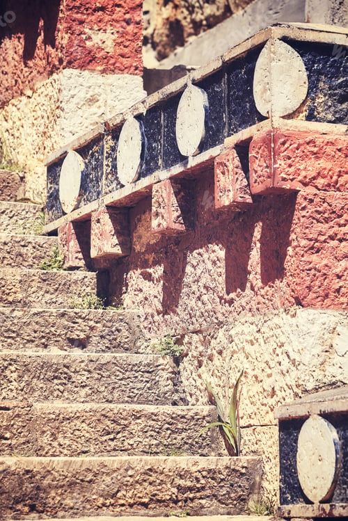 Preview: Old stone stairs background, selective focus.