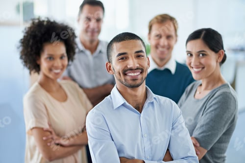 Preview: Proud of my teams achievements. Portrait of a group of diverse colleagues standing in an office.