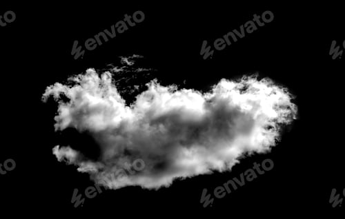 Preview: White cloud isolated on a black background realistic cloud