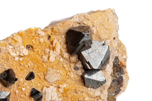 Preview: Macro Magnetite mineral stone on a white background