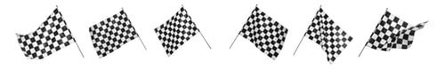 Preview: Checkered finish flags isolated on white, set