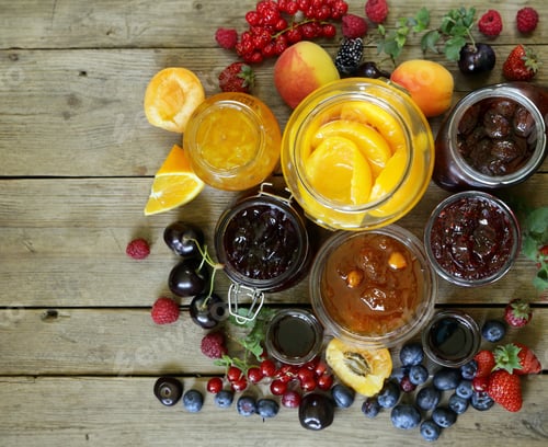 Preview: assortment of jams and preserves in jars