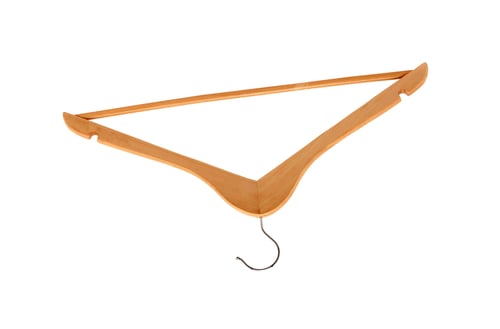 Preview: Wooden Clothes Hanger on a White Background