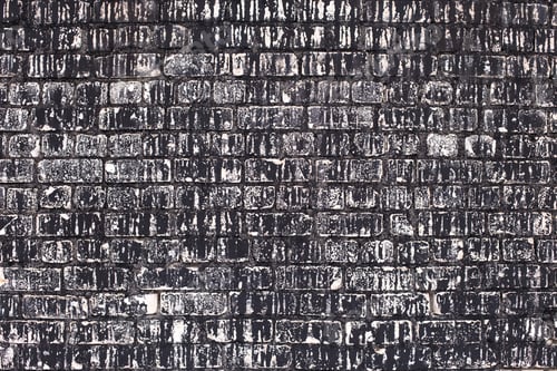 Preview: Old brick black color wall background. Dark stone texture