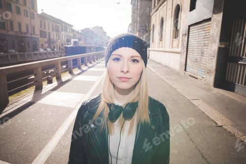 Preview: young beautiful blonde straight hair woman