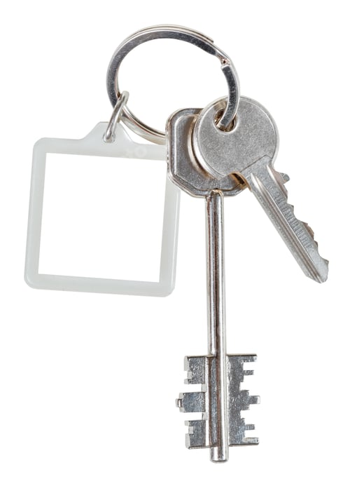 Preview: two home keys and square keychain on ring