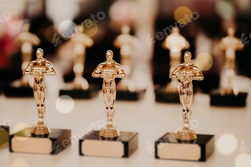 Preview: Oscar award. Prize for victory. Golden trophy,. Success concept