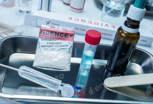 Preview: Crime laboratory, toxicological detection test on cocaine hydrochloride, conceptual image