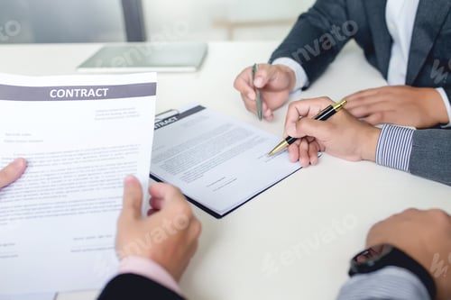 Preview: Businessman signed a contract agreement to invest together.