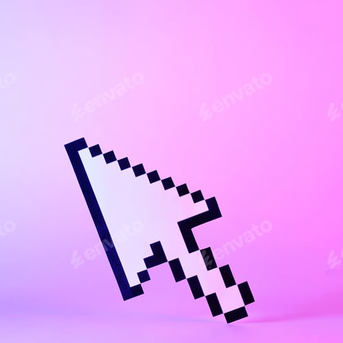 Preview: Digital pointer or arrow on a purple background