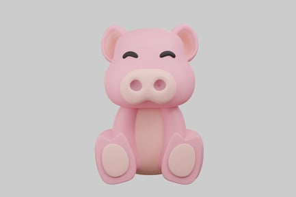 Preview: Cartoon pink pig sitting pose