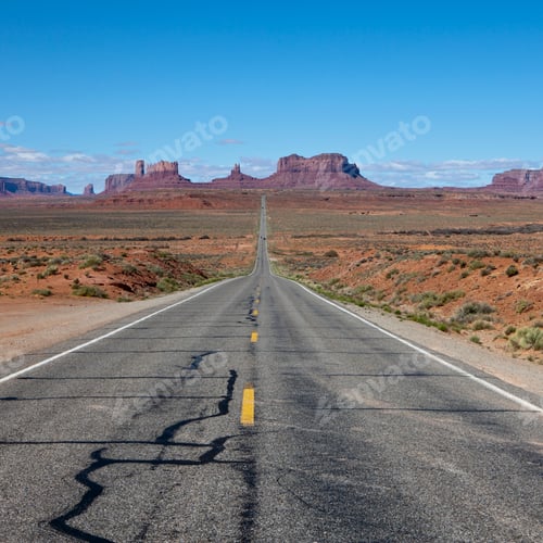 Preview: Road Passing Through a Barren Desert Landscape
