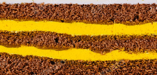 Preview: Delicious chocolate cake layered with yellow filling showing its texture