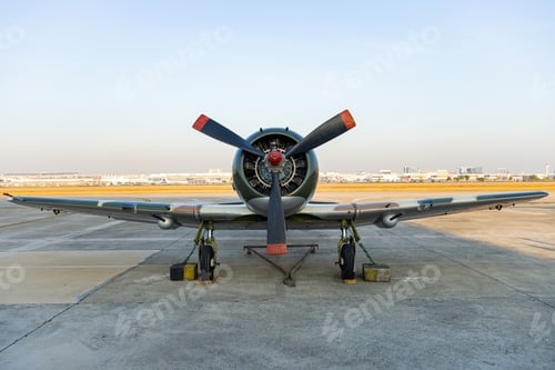 Preview: Vintage World War Military Trainer Aircraft on Tarmac