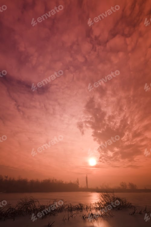 Preview: sunrise on a frozen lake
