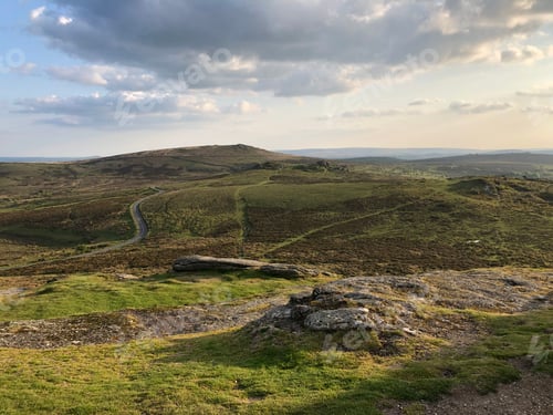 Preview: Dartmoor National Park landscape image of Haytor rocks in Dartmoor, England, UK.