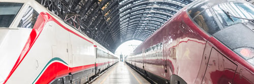 Preview: Interior of train station with nobody people. Concept of travel and restrictions. Banner header