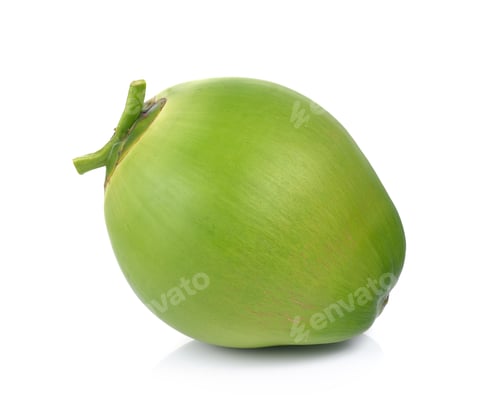Preview: Green coconuts on white background