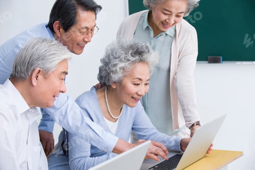 Preview: Senior adults having computer class at school