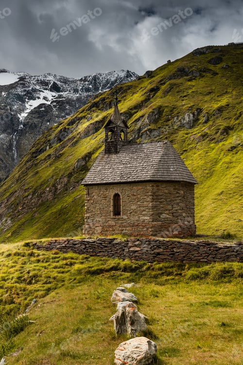 Preview: Moody Autumnal Image of Pasterzenhaus Chapel in Austria Alps