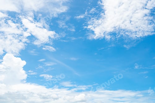 Preview: Beautiful blue sky and white clouds abstract background. Cloudscape background. Blue sky and fluffy