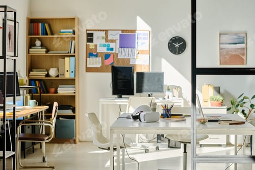 Preview: Modern IT office with computers on table