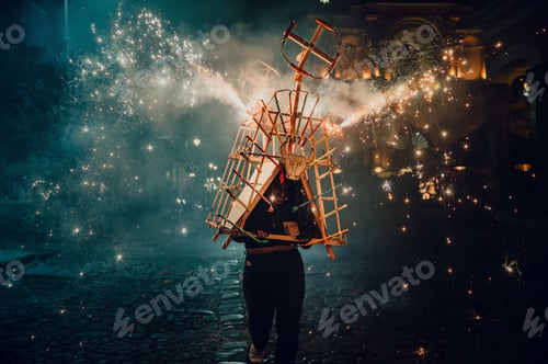 Preview: Traditional fireworks celebration with torito in Antigua Guatemala