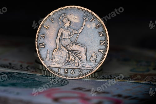 Preview: British half penny coin, queen Victoria