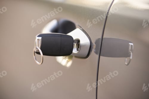 Preview: Young woman in car. Ride instruction accident. Automobile loan