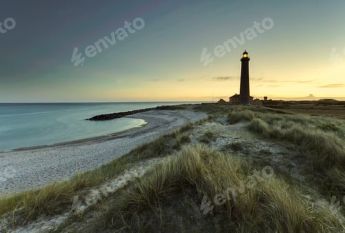 Preview: Denmark, Skagen, lighthouse at the beach