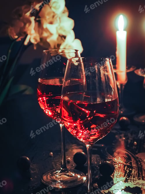 Preview: Romantic Wine and Candlelight Still Life