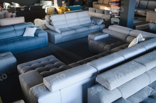 Preview: Modern sofas furnishing a retail furniture store showroom