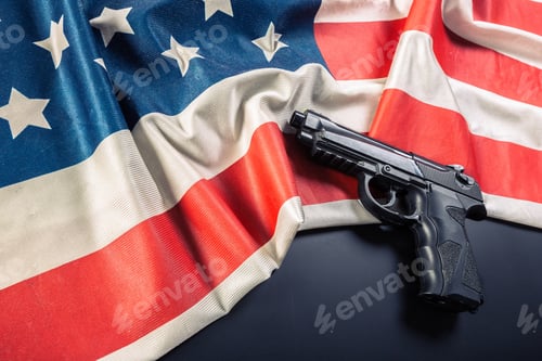 Preview: Handgun lying on American flag