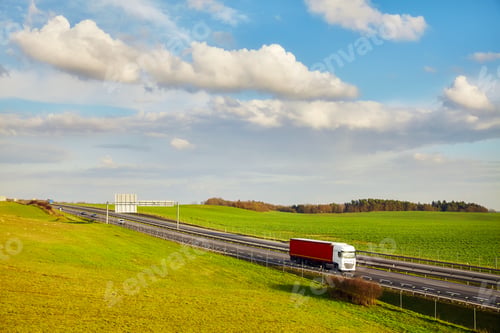 Preview: Rural landscape with a highway in the spring.