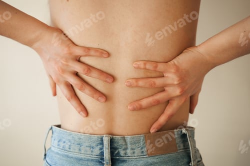 Preview: Kidney infection pyelonephritis. Woman with back and spine pain from UTI